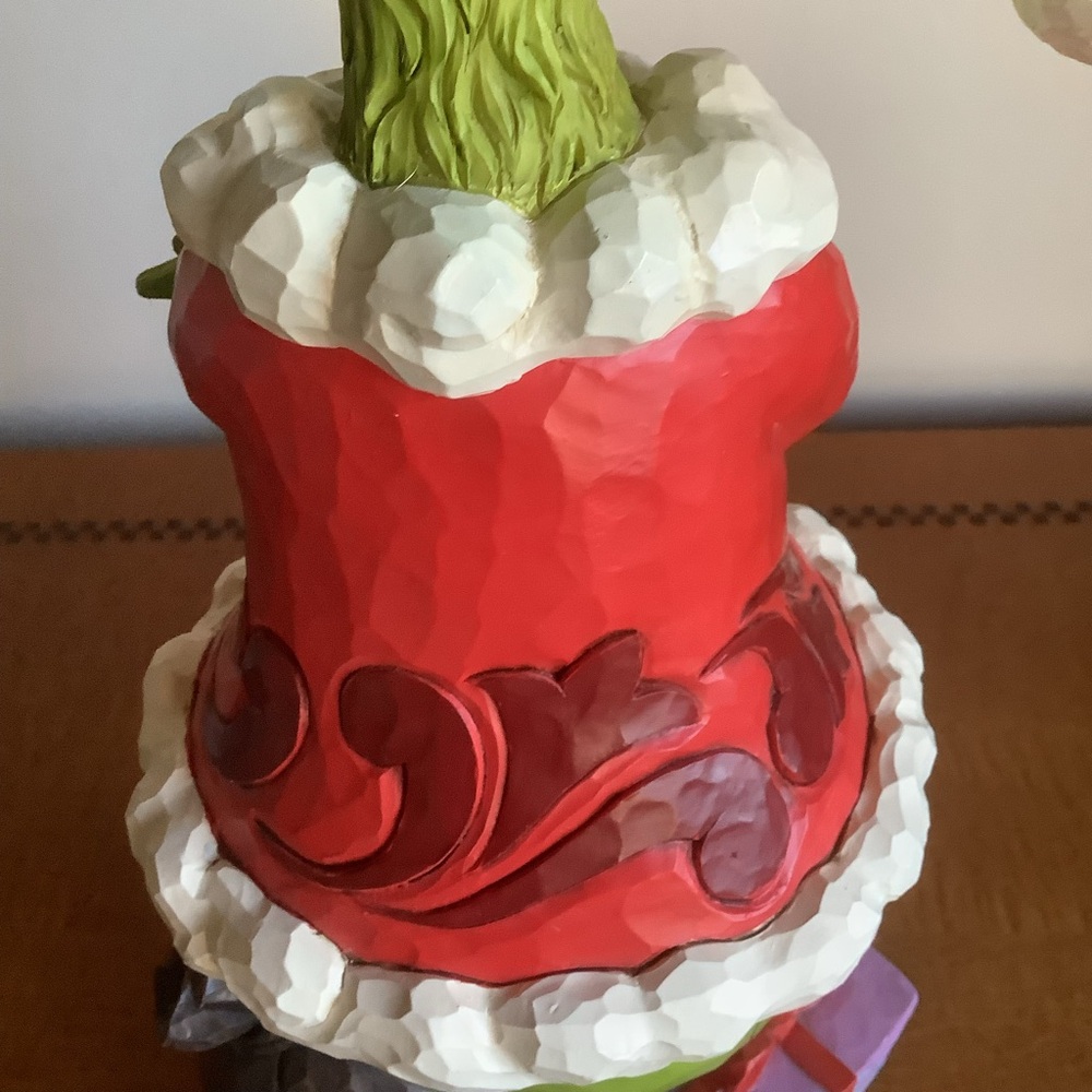 Large Jim Shore Grinch Christmas Figurine with Santa Hat - Picture 9 of 16